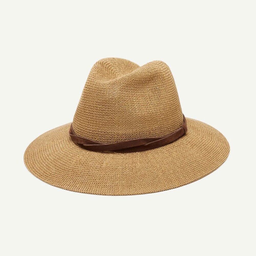 Wyeth Sedona Straw Panama Camel Adjustable Packable UPF 50+ Hat One Size NWT